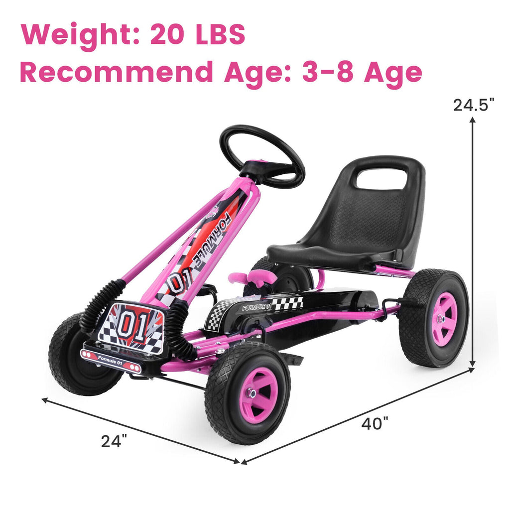 4 Wheels Kids Ride On Pedal Powered Bike Go Kart Racer Car Outdoor Play Toy-Blue
