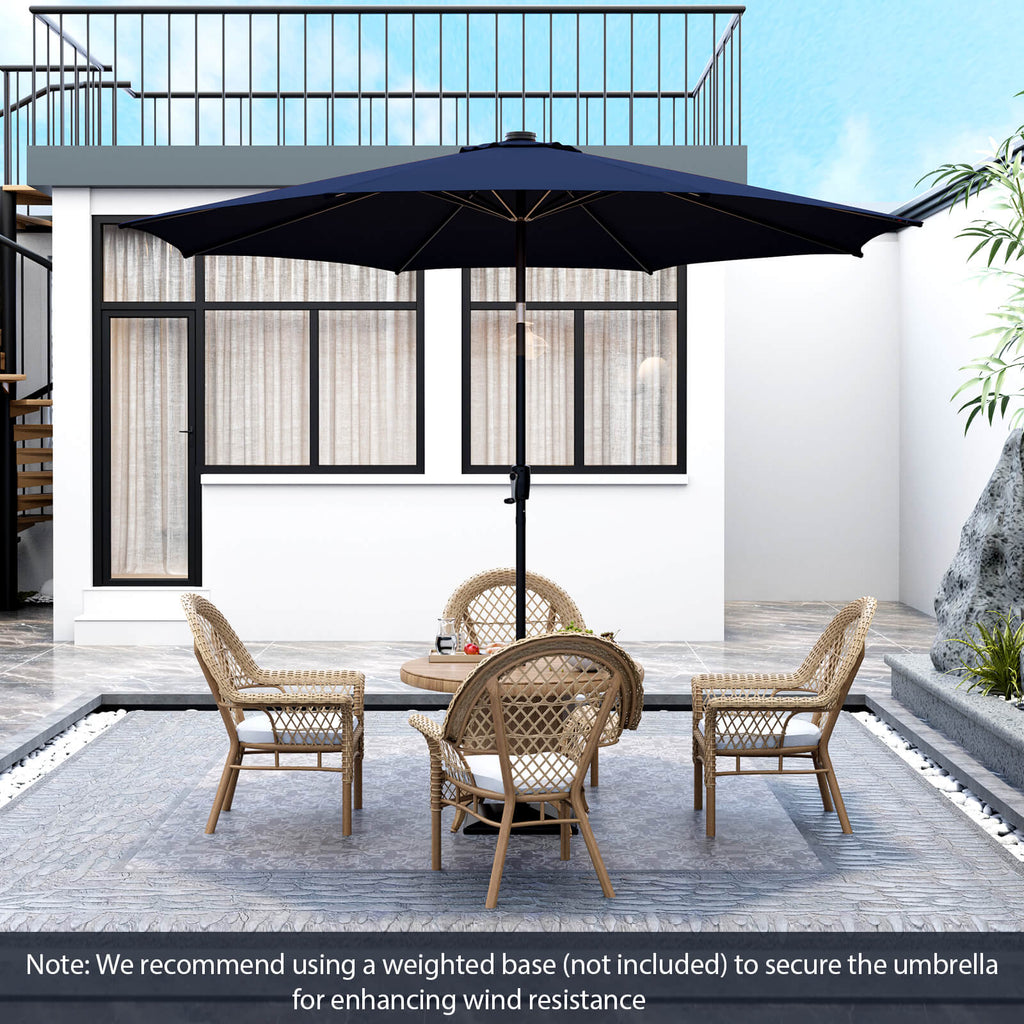 10 Feet Patio Umbrella with 112 Solar Lights and Crank Handle-Beige