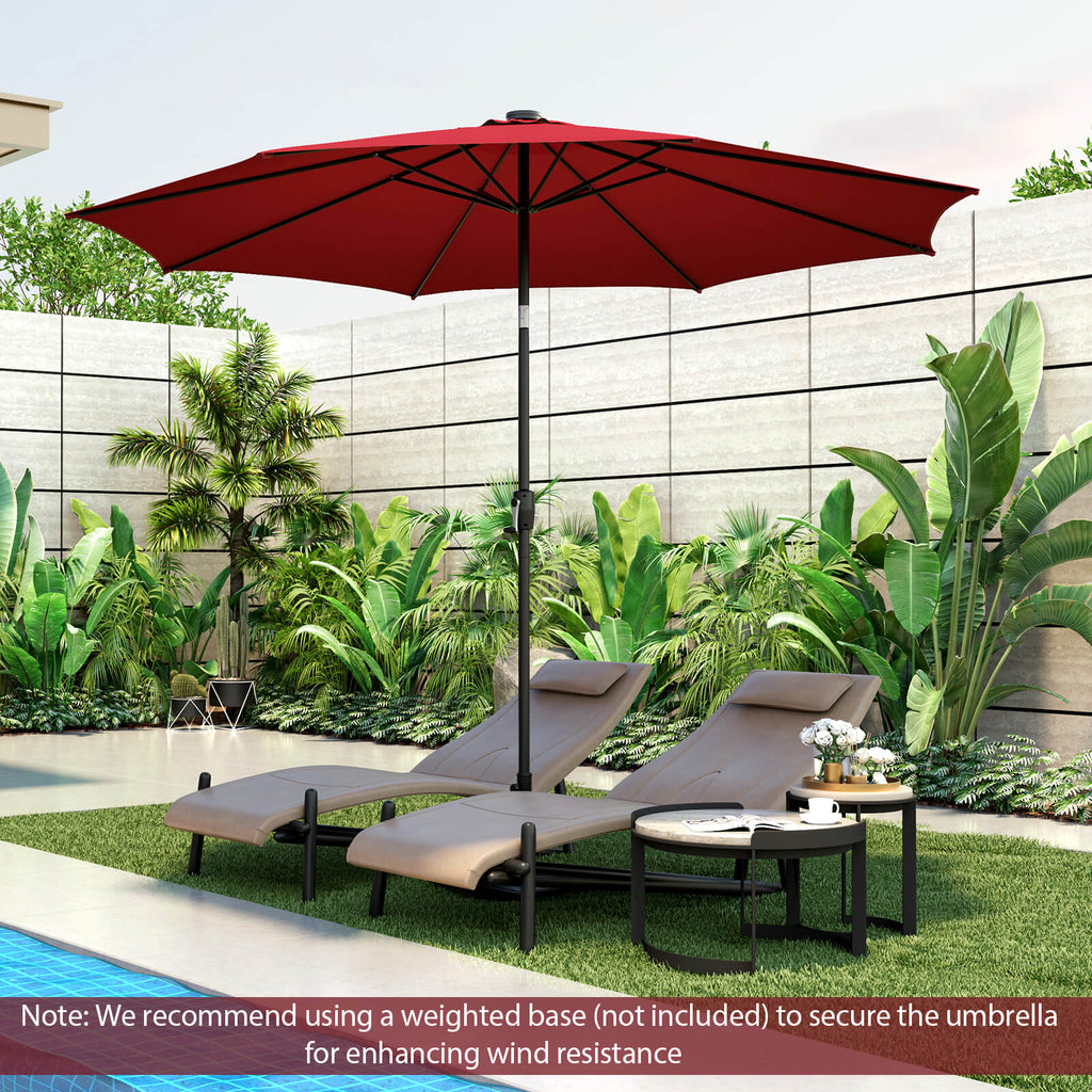 10 Feet Patio Umbrella with 112 Solar Lights and Crank Handle-Beige