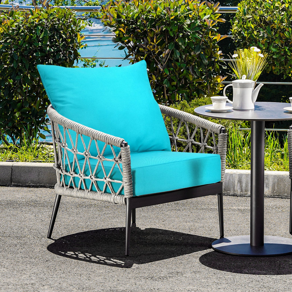 Deep Seat Chair Cushion Pads Set with Rope Belts for Indoor and Outdoor-Beige