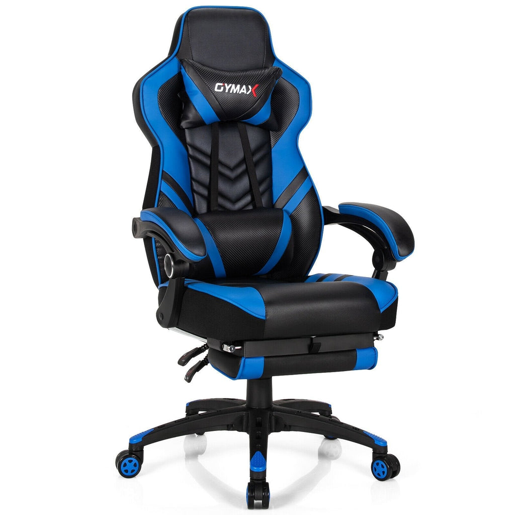 Adjustable Gaming Chair with Footrest for Home Office-Black