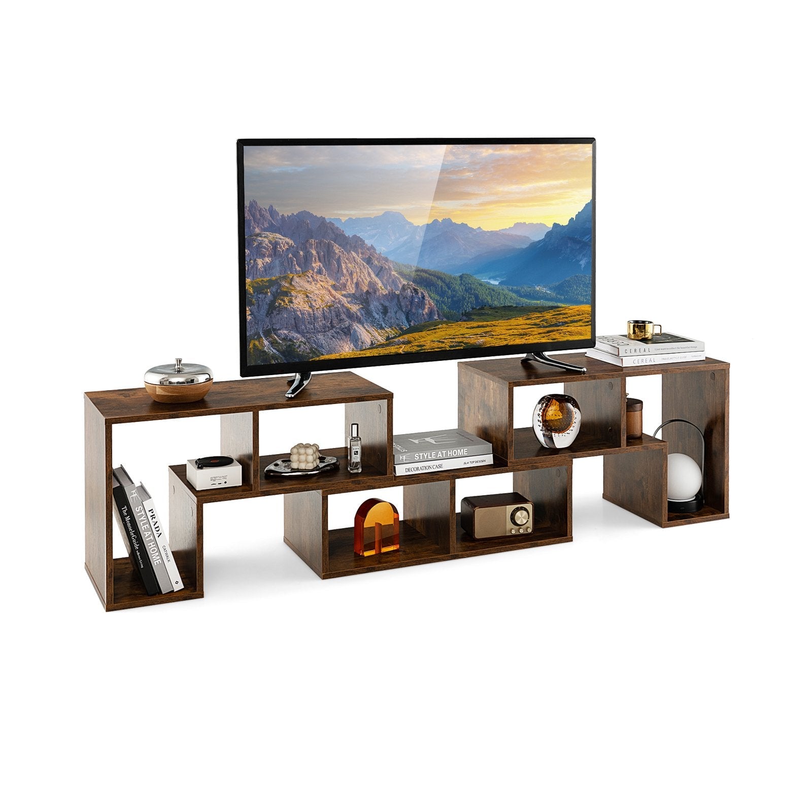 3 Pieces Adjustable TV Stand for TVs up to 65 Inch with Shelves-Black