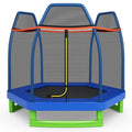 7 Ft Kids Trampoline W/ Safety Enclosure Net-Blue
