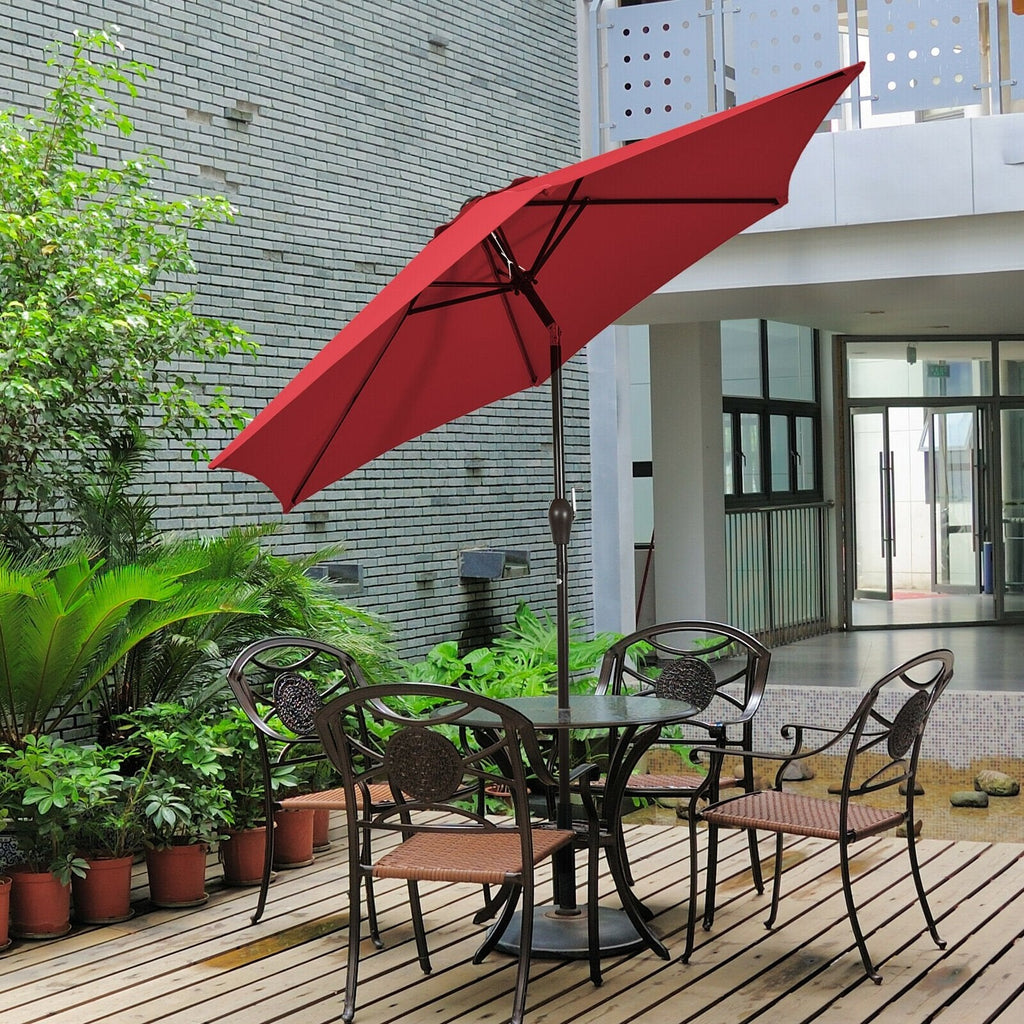 9 ft Outdoor Market Patio Table Umbrella Push Button Tilt Crank Lift-Beige