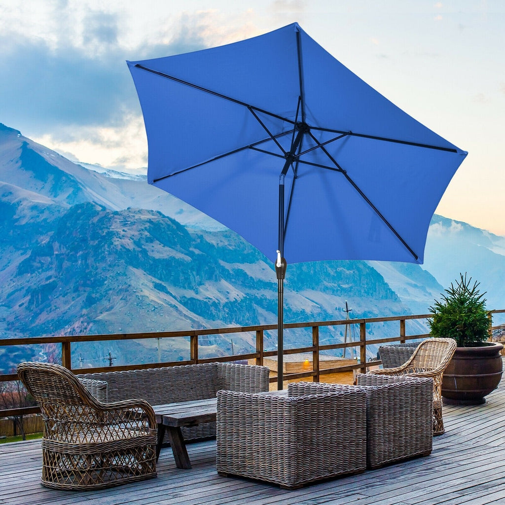 9 ft Outdoor Market Patio Table Umbrella Push Button Tilt Crank Lift-Beige