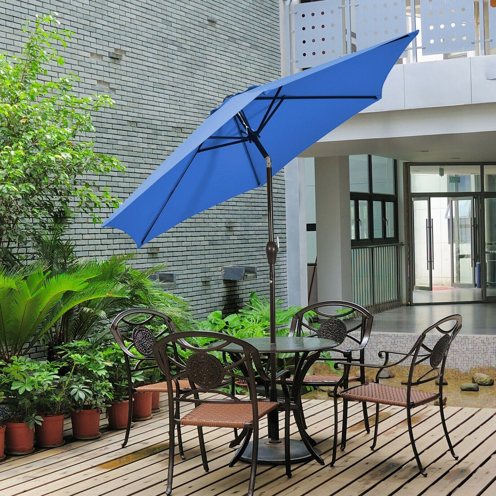 9 ft Outdoor Market Patio Table Umbrella Push Button Tilt Crank Lift-Beige