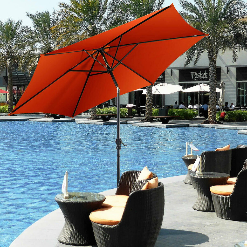 9 ft Outdoor Market Patio Table Umbrella Push Button Tilt Crank Lift-Beige