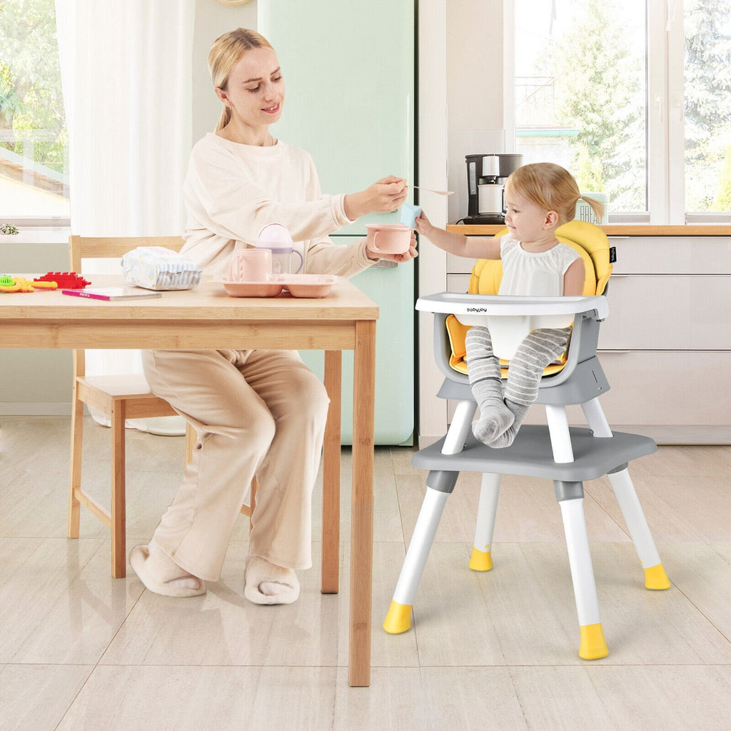 6-in-1 Convertible Baby High Chair with Adjustable Removable Tray-Black