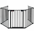 115 Inch Length 5 Panel Adjustable Wide Fireplace Fence-Black