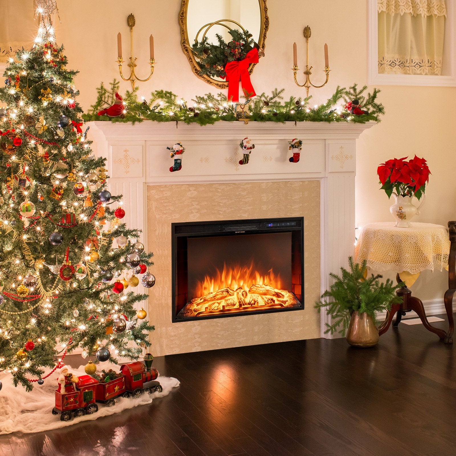 26 inch Inset Electric Fireplace with Adjustable Flame Brightness