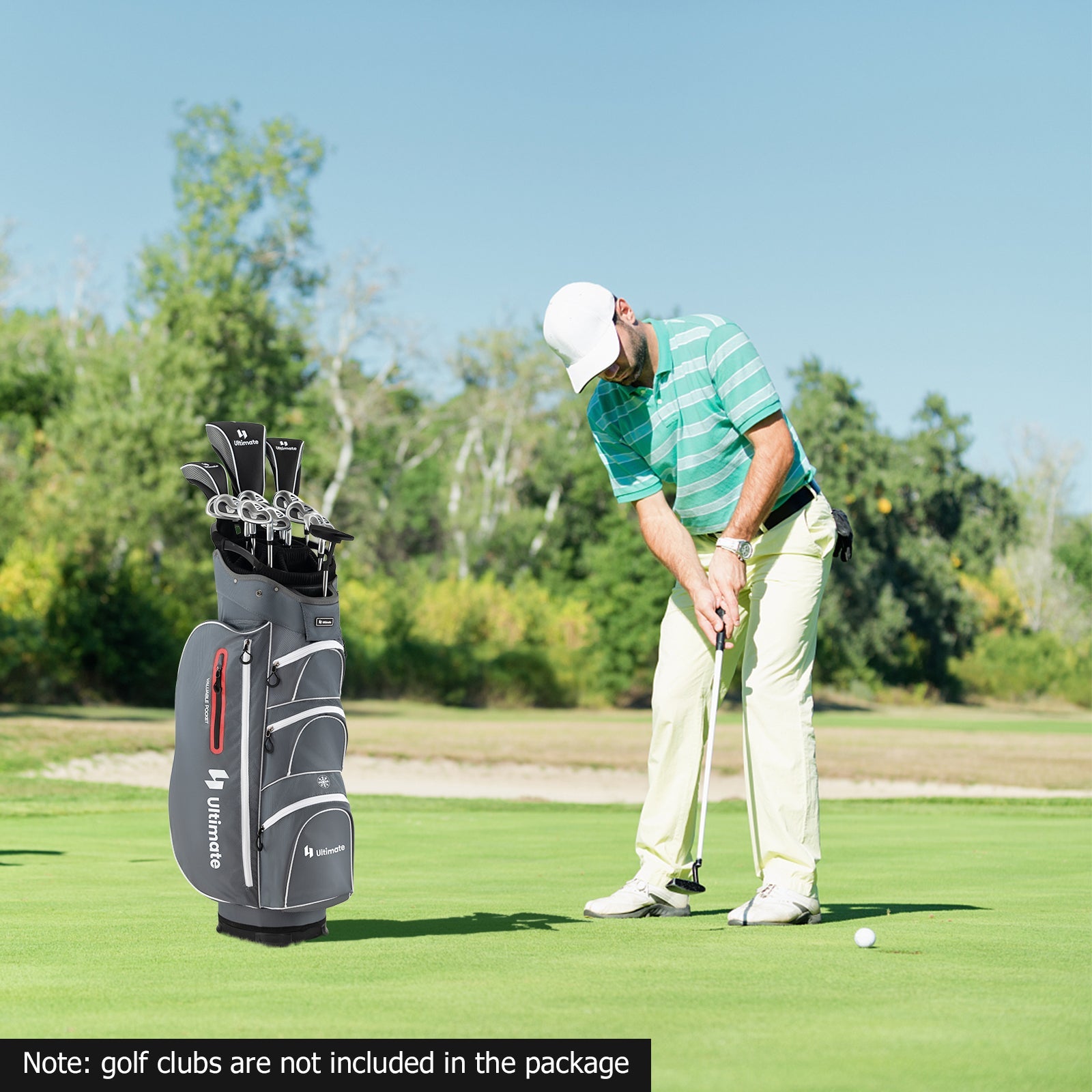 9.5 Inch Lightweight Golf Cart Bag with 15 Way Top Dividers-Black