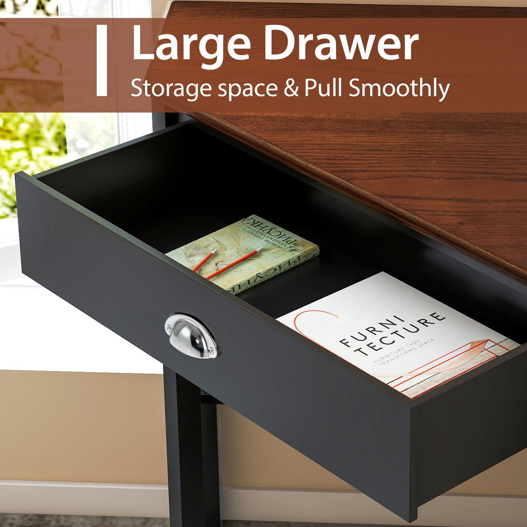 Corner Wooden Piece Laptop Computer Desk-Black