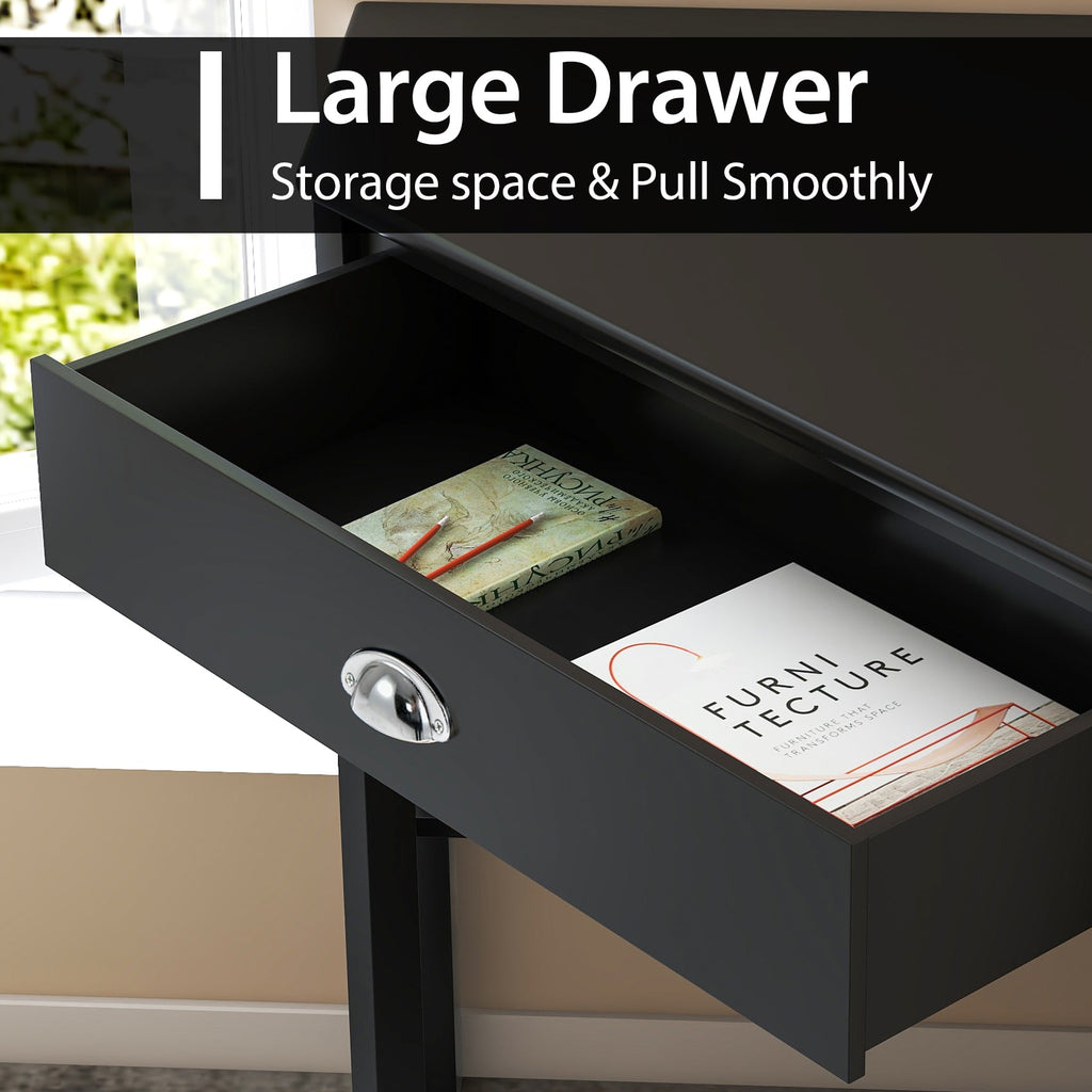 Corner Wooden Piece Laptop Computer Desk-Black
