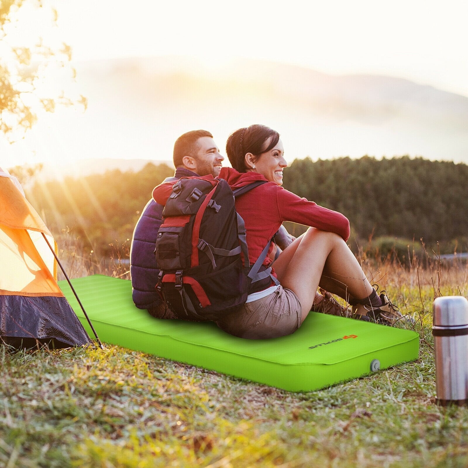 Self Inflating Folding Camping Sleeping Mattress with Carrying Bag-Blue