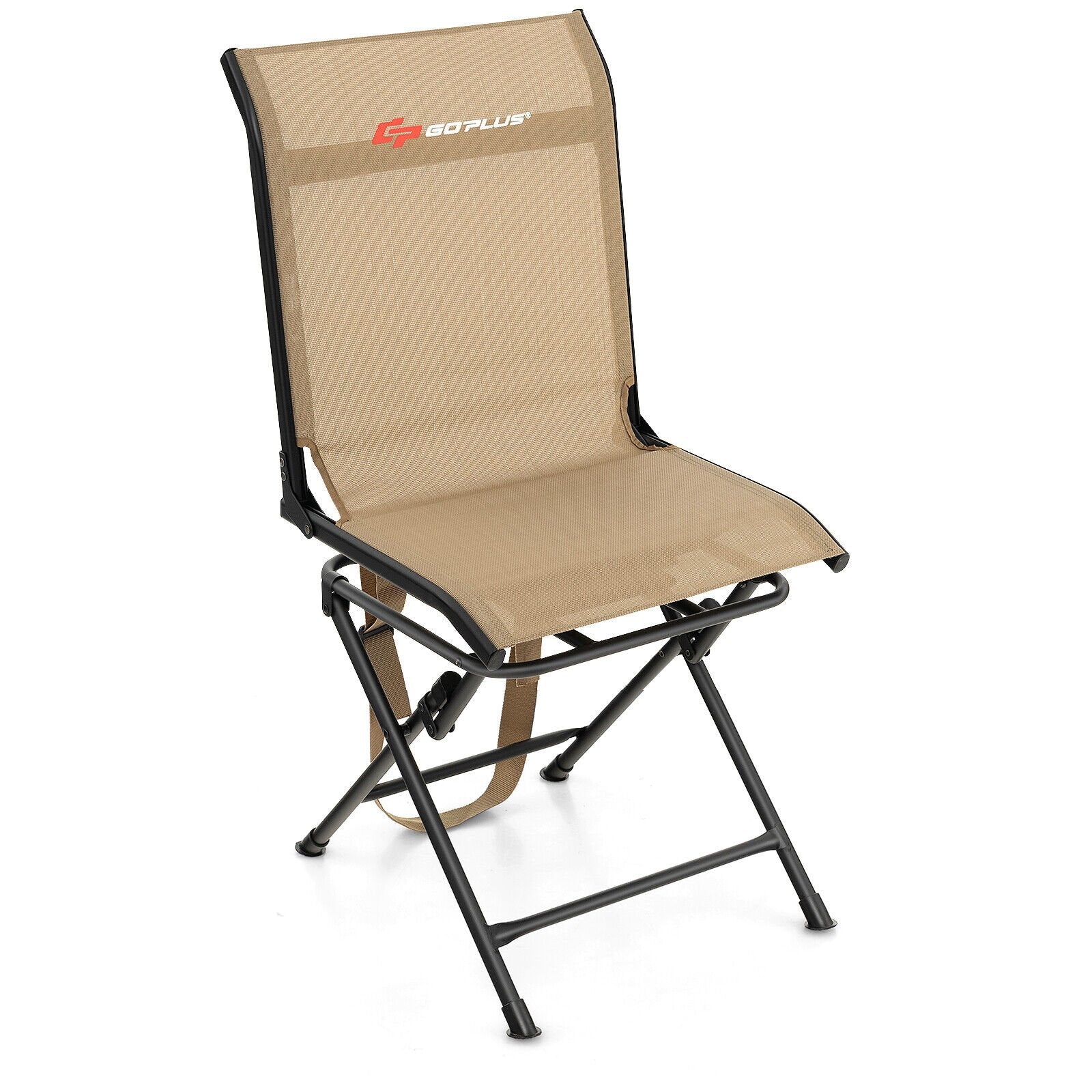 All-weather Outdoor Foldable 360-Degree Swivel Chair with Iron Frame-Black
