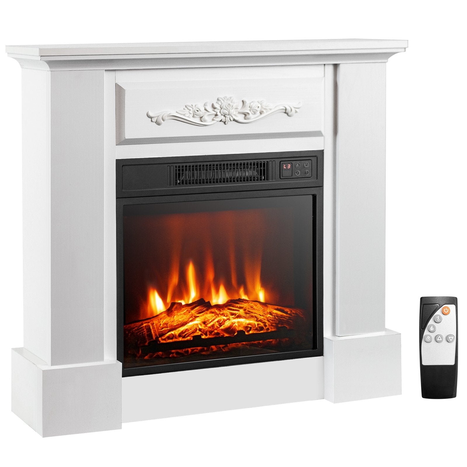 1400W TV Stand Electric Fireplace Mantel with Remote Control-Natural