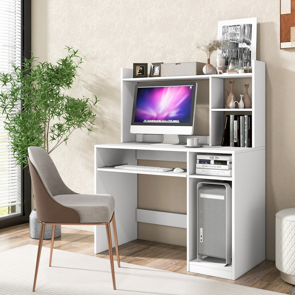Home Office Computer Desk with Keyboard Tray and CPU Stand-Black