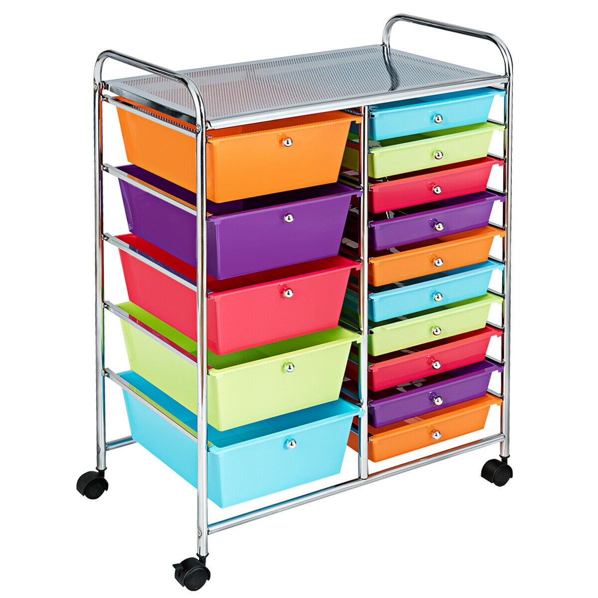 15-Drawer Utility Rolling Organizer Cart Multi-Use Storage-Black