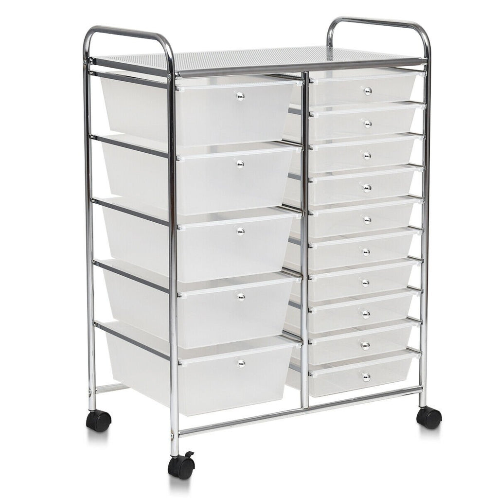 15-Drawer Utility Rolling Organizer Cart Multi-Use Storage-Black