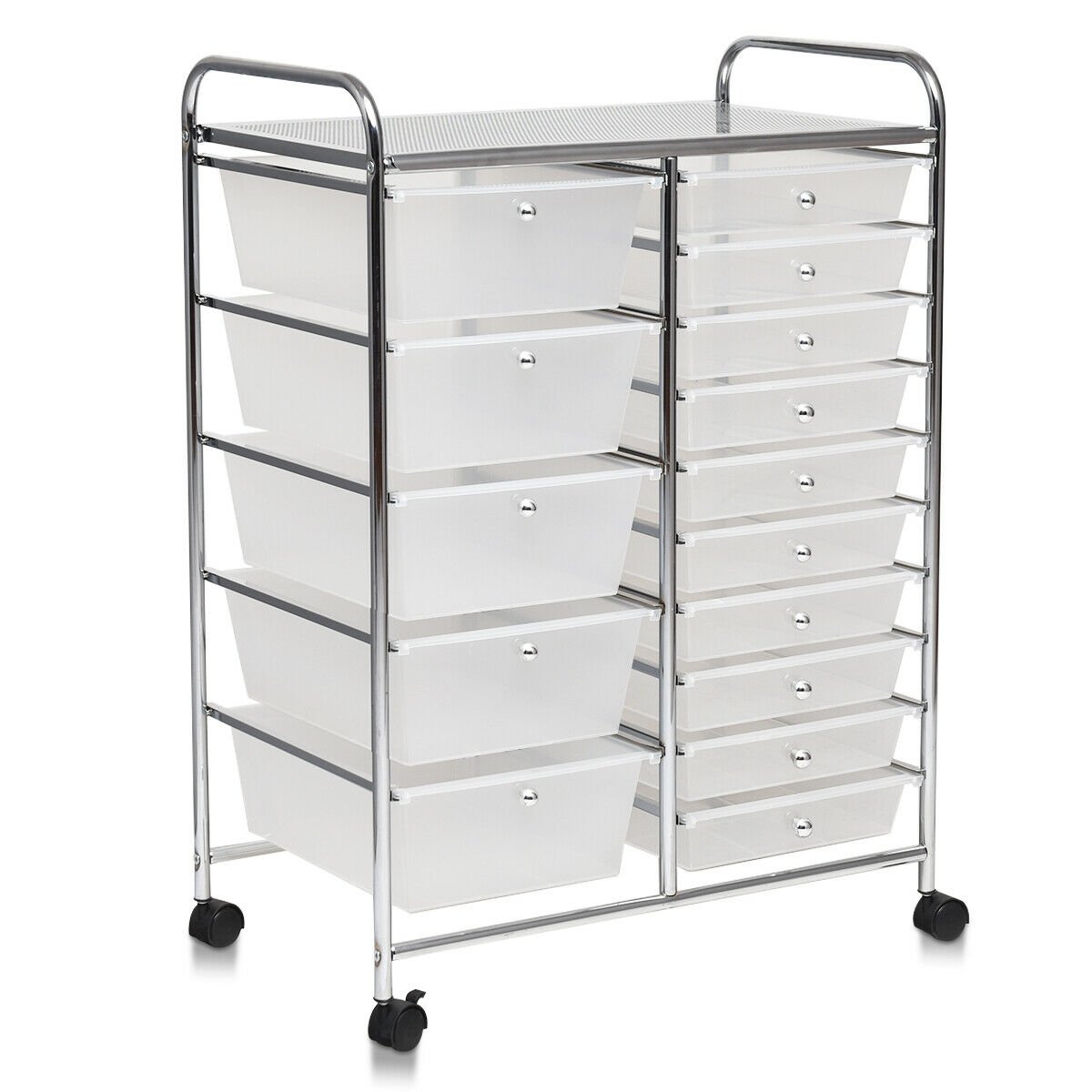 15-Drawer Utility Rolling Organizer Cart Multi-Use Storage-Black
