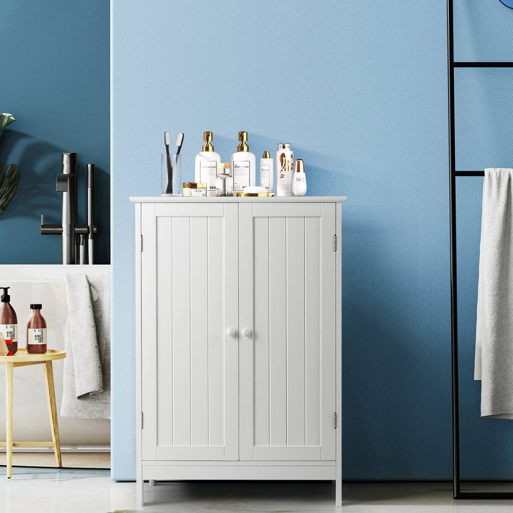 2-Door Freee-Standing Bathroom Cabinet with Shelf-Black