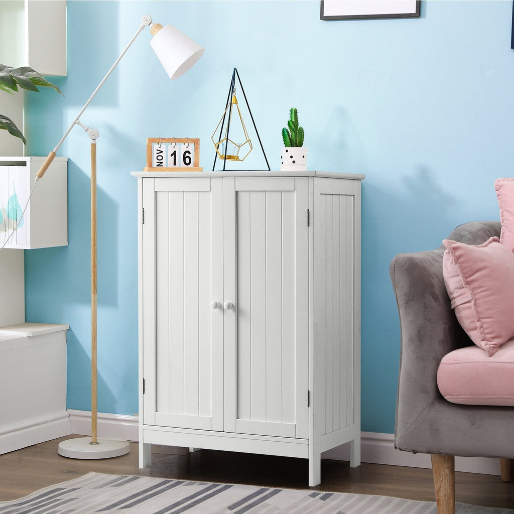 2-Door Freee-Standing Bathroom Cabinet with Shelf-Black