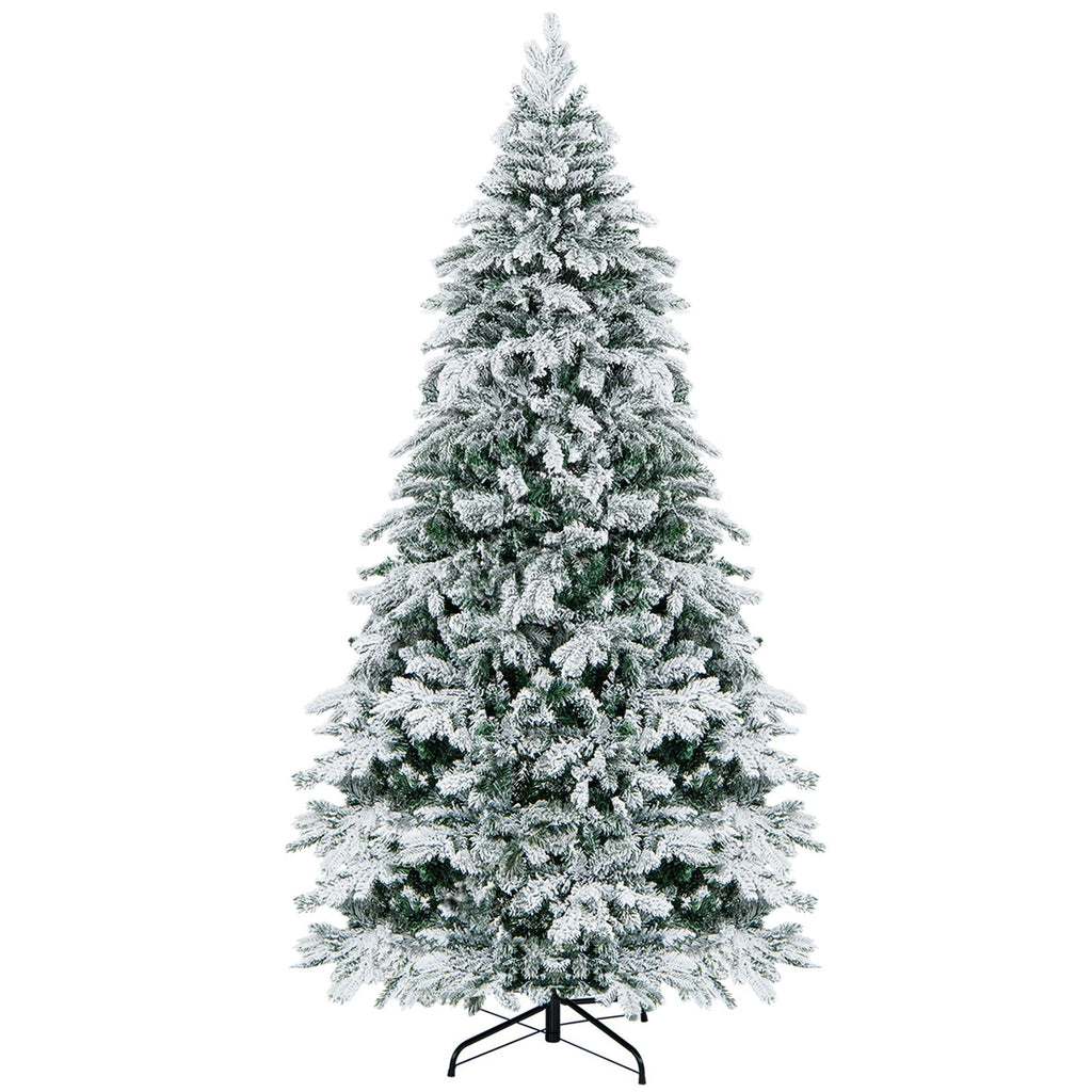 4.5/6/7 Feet Flocked Christmas Tree with Warm White LED Lights-7 ft