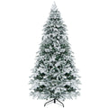 4.5/6/7 Feet Flocked Christmas Tree with Warm White LED Lights-7 ft