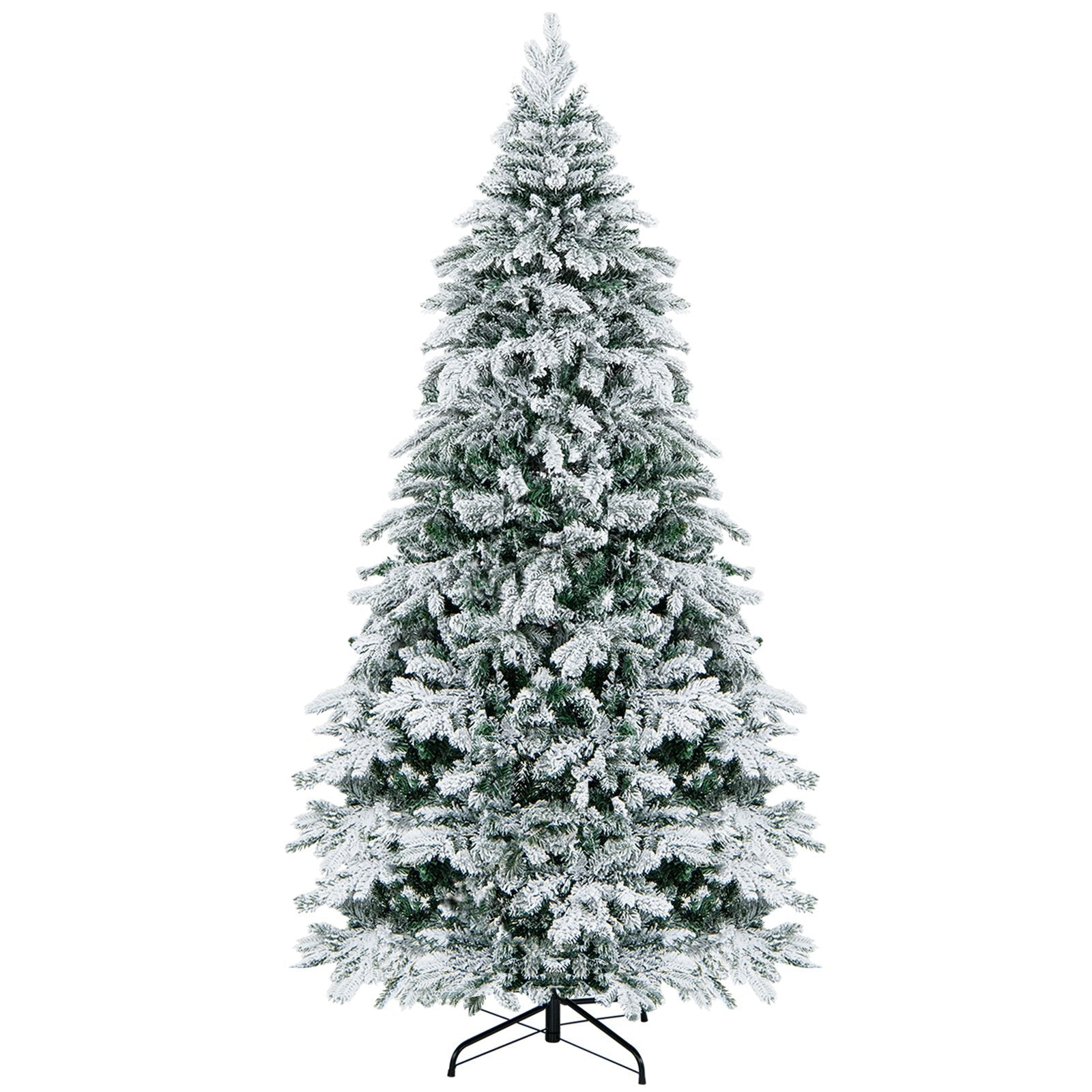 4.5/6/7 Feet Flocked Christmas Tree with Warm White LED Lights-7 ft