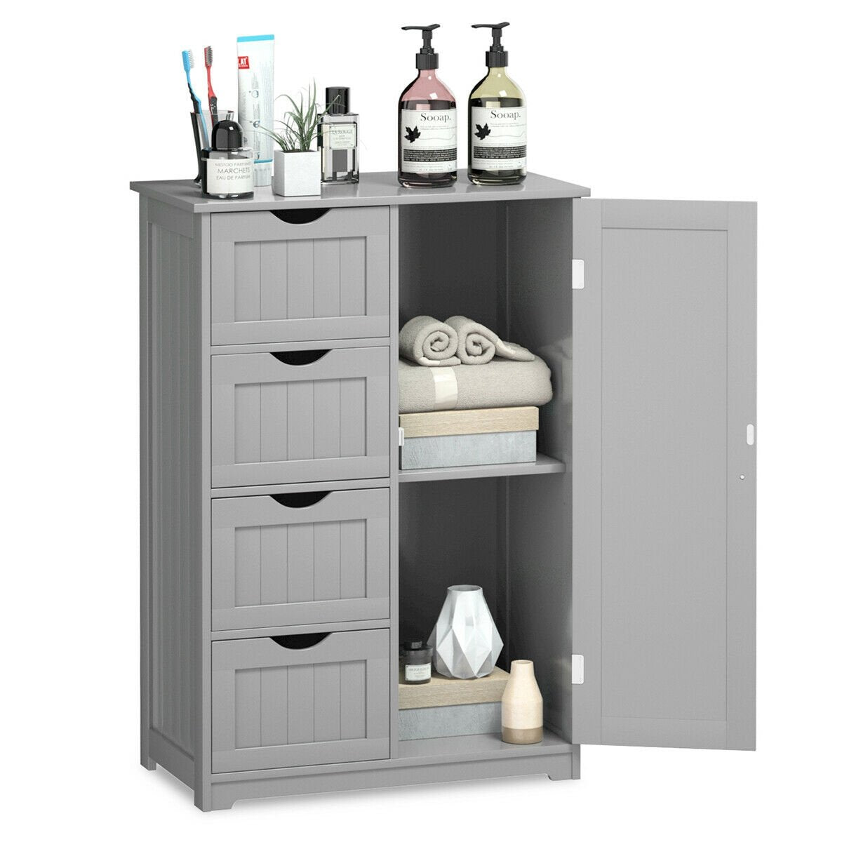 Standing Indoor Wooden Cabinet with 4 Drawers-Black