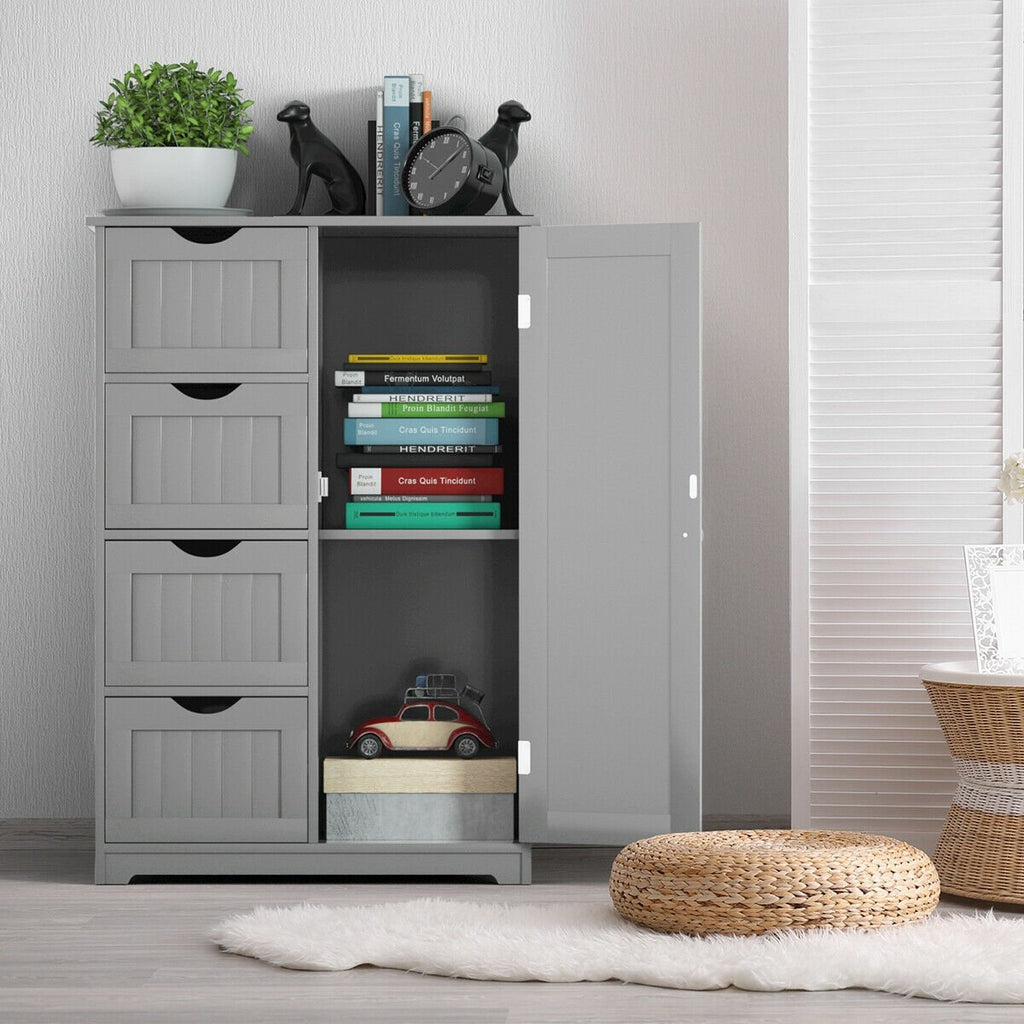 Standing Indoor Wooden Cabinet with 4 Drawers-Black