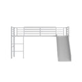 Twin Metal Loft Bed with Slide with Safety Guardrails and Built-in Ladder-Black