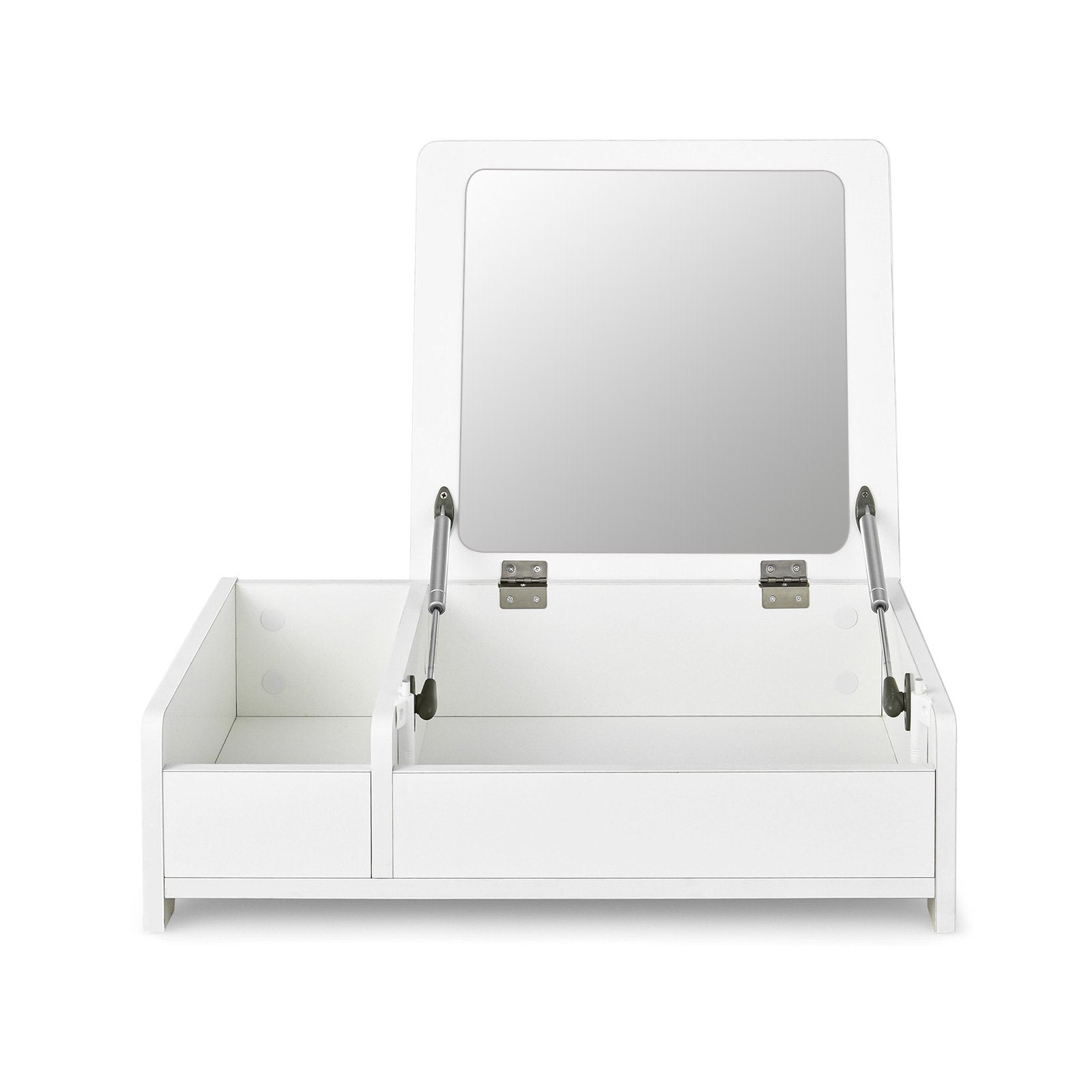 Compact Bay Window Makeup Dressing Table with Flip-Top Mirror-Black