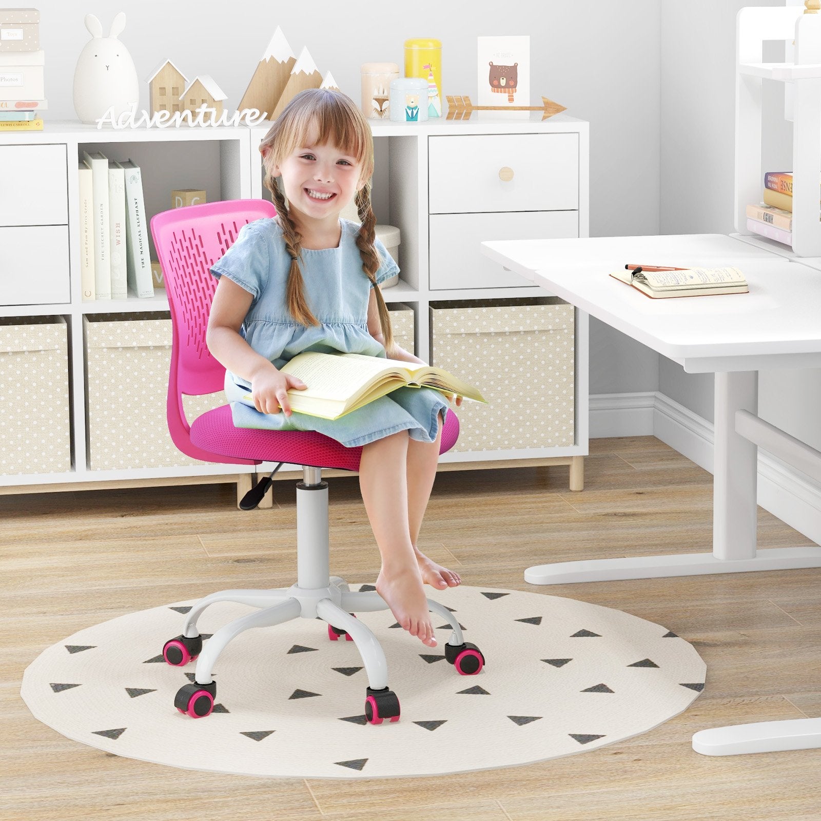 Ergonomic Children Study Chair with Adjustable Height-Blue