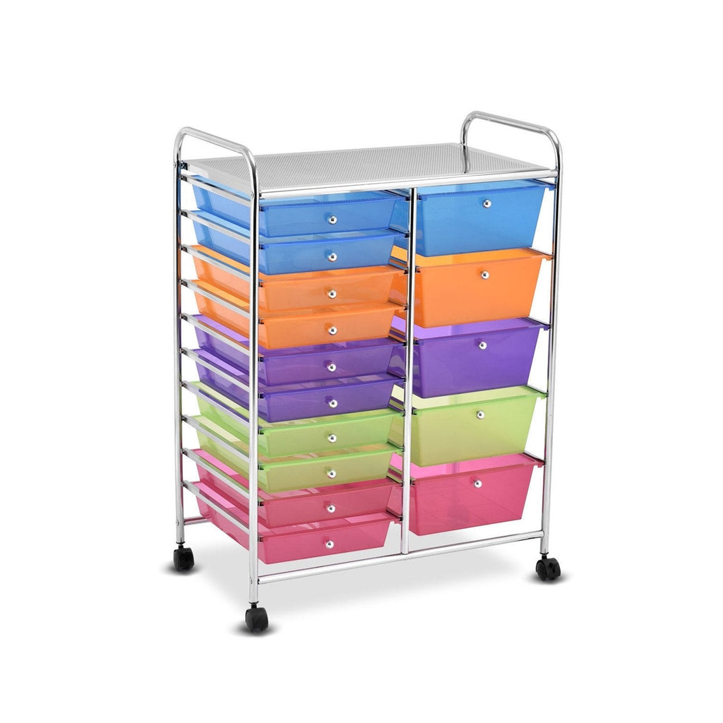 15-Drawer Utility Rolling Organizer Cart Multi-Use Storage-Black