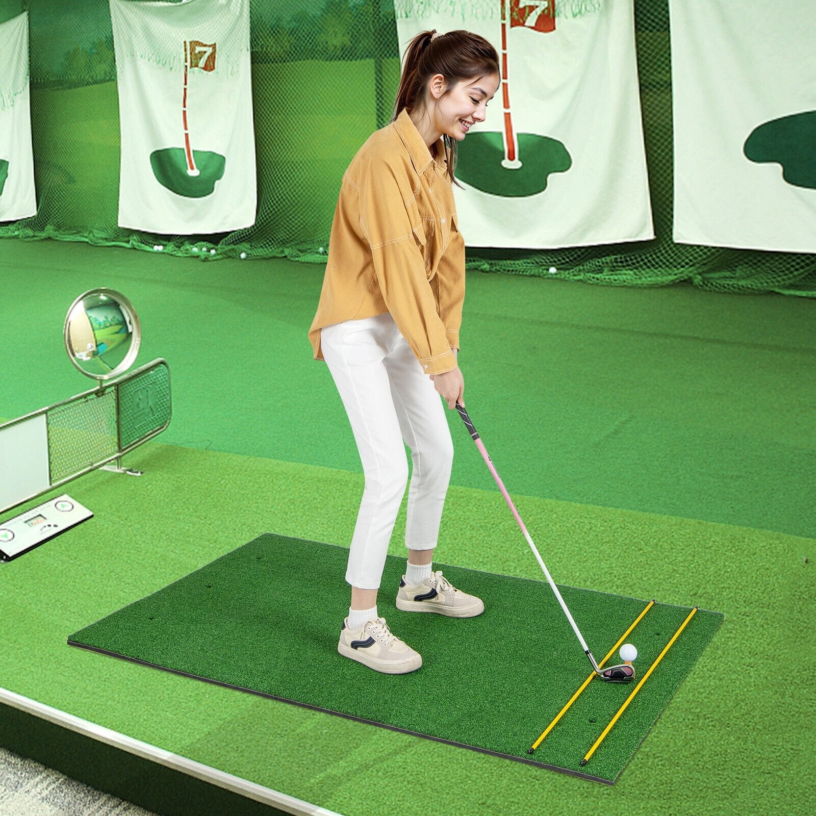 5 x 3 ft Artificial Turf Grass Practice Mat for Indoors and Outdoors-32mm