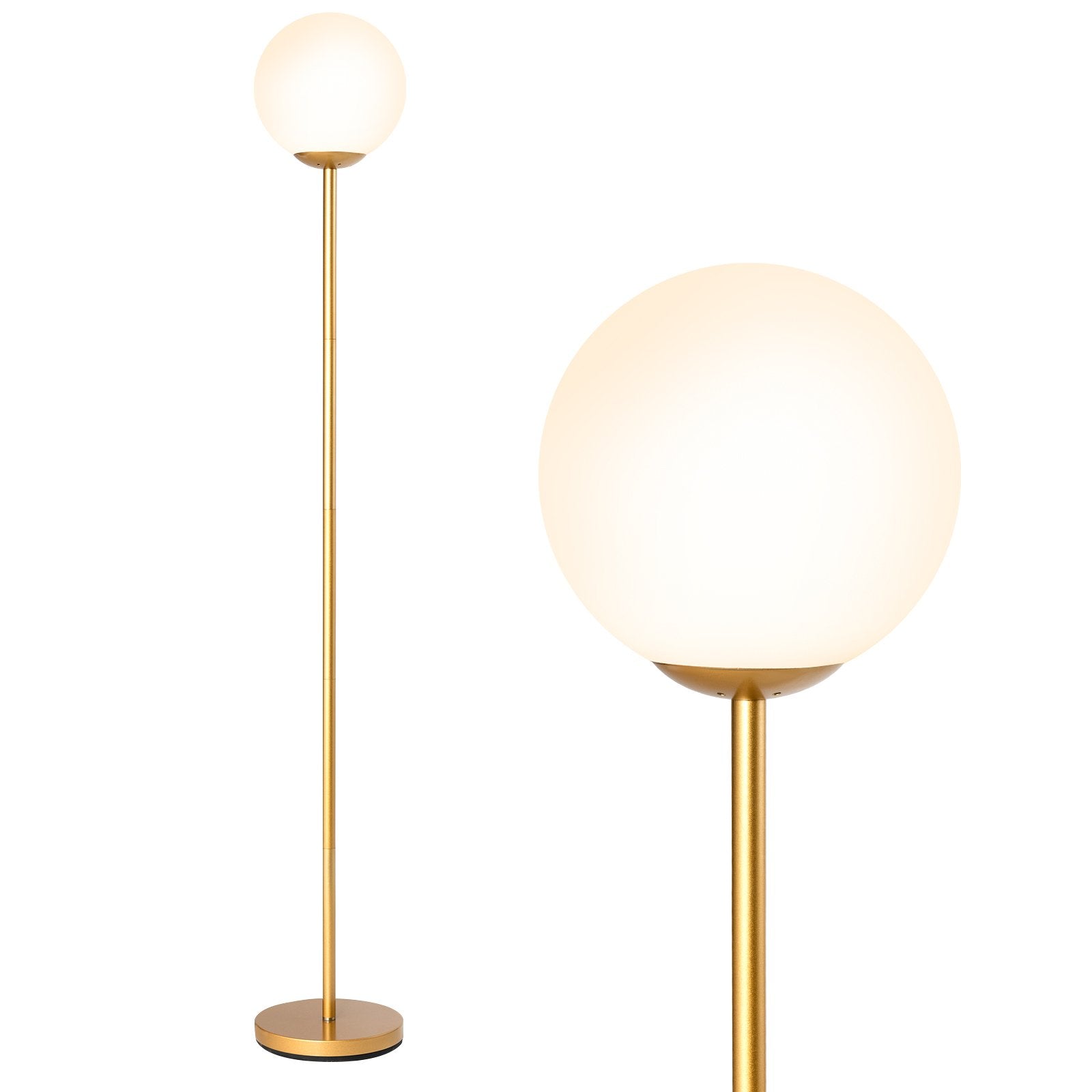 Glass Globe LED Floor Lamp w/ Glass Lampshade