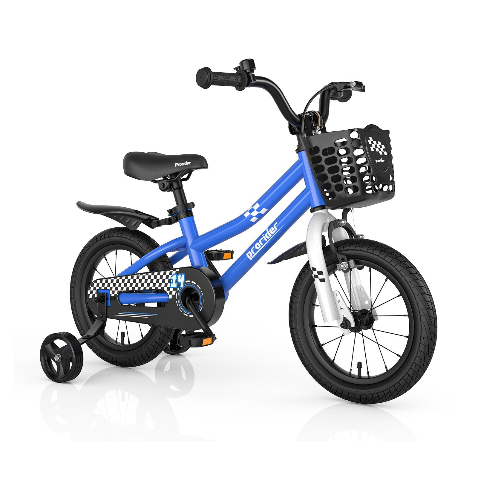 14 Inch Kids Bike with 2 Training Wheels for 3-5 Years Old-Black & White