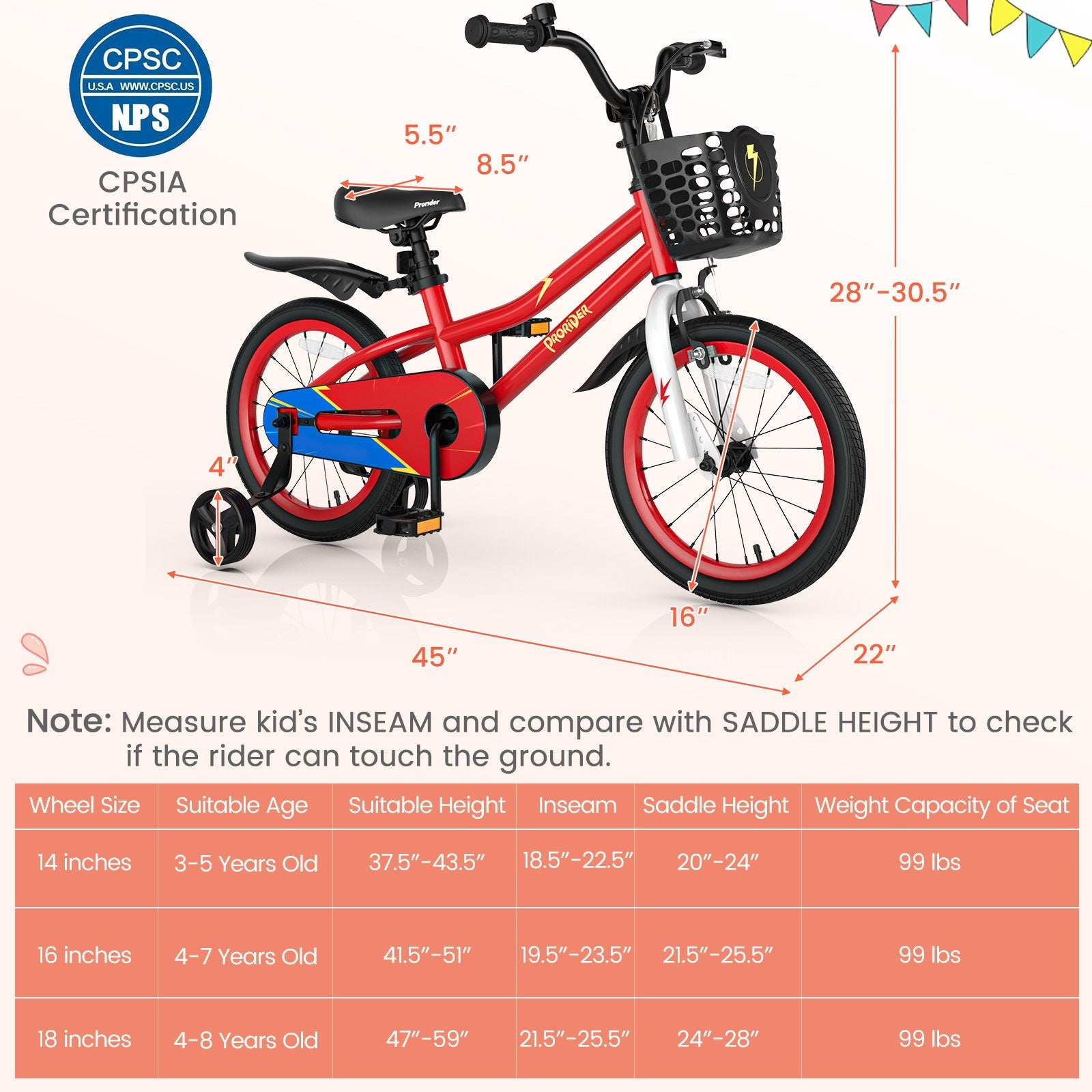 16 Inch Kids Bike with Removable Training Wheels-Black & White