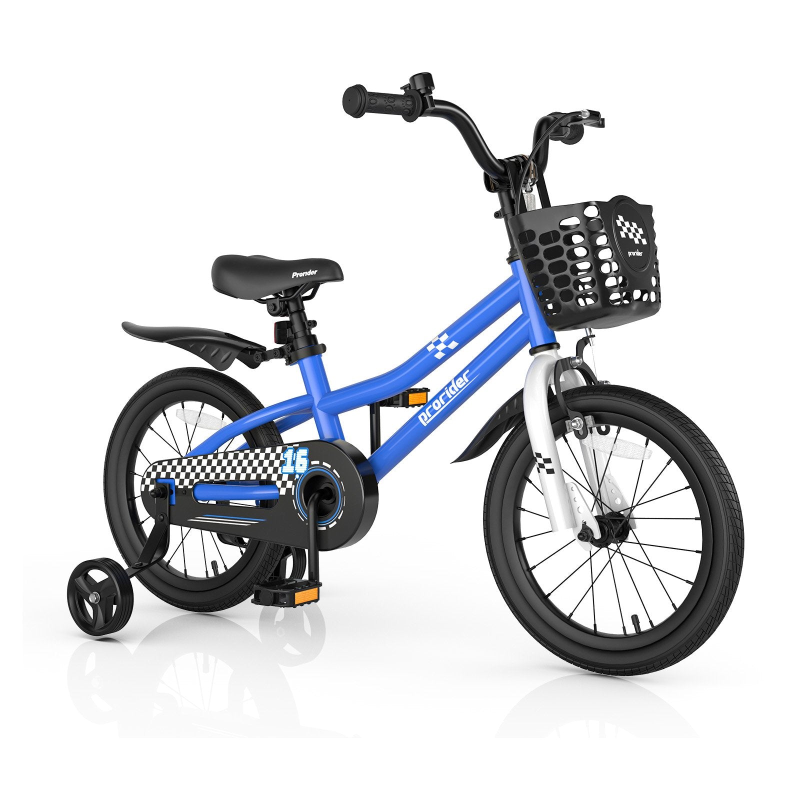 16 Inch Kids Bike with Removable Training Wheels-Black & White