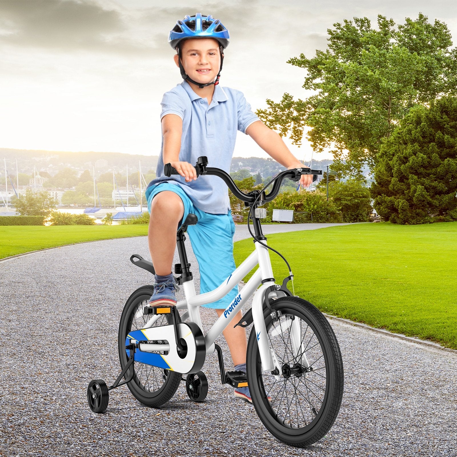 18 Feet Kids Bike with Removable Training Wheels-Black & White