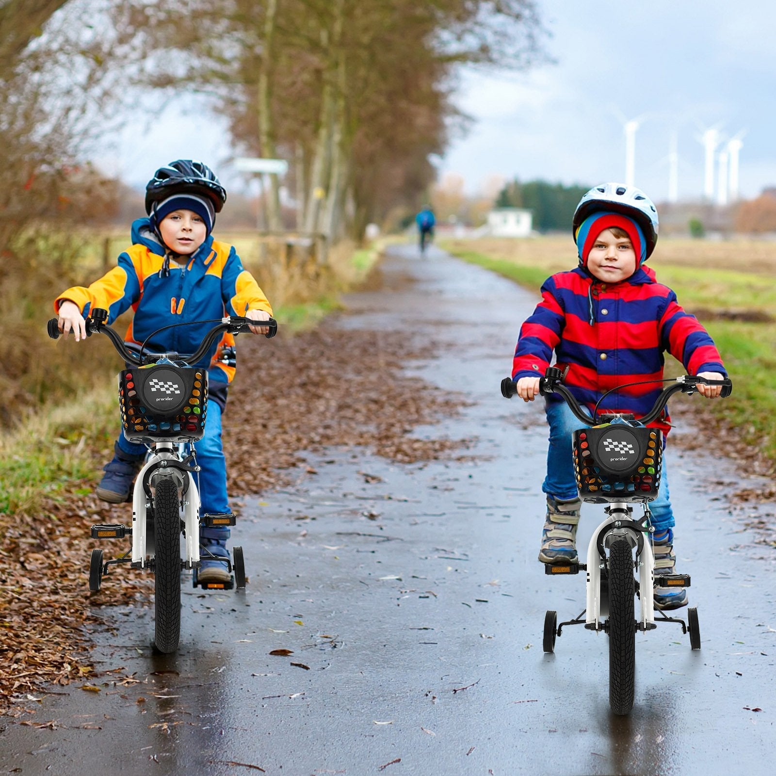 18 Feet Kids Bike with Removable Training Wheels-Black & White