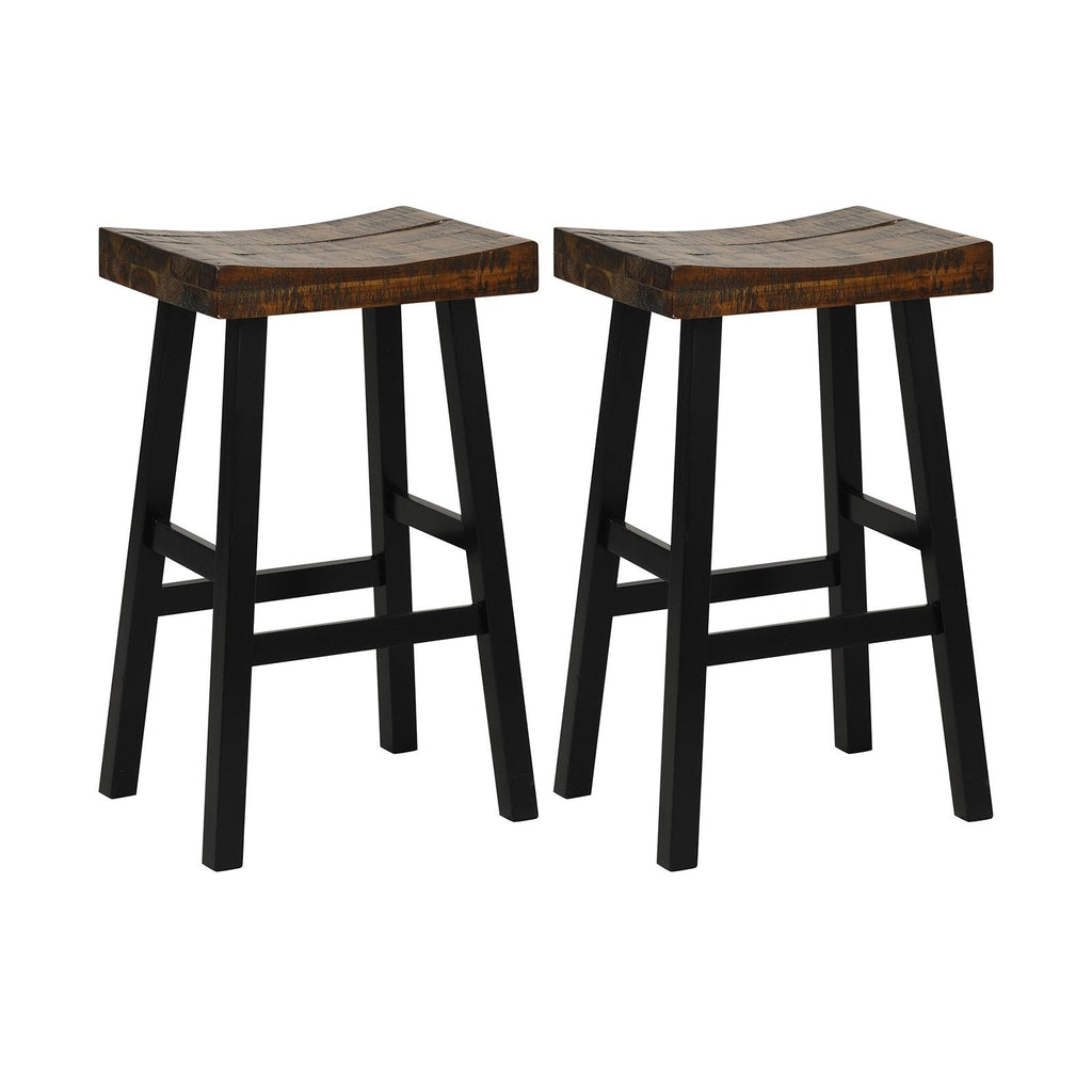 24 Inch Solid Wood Saddle-Seat with Curved Seat Surface and Comfortable Footrests-24 inches