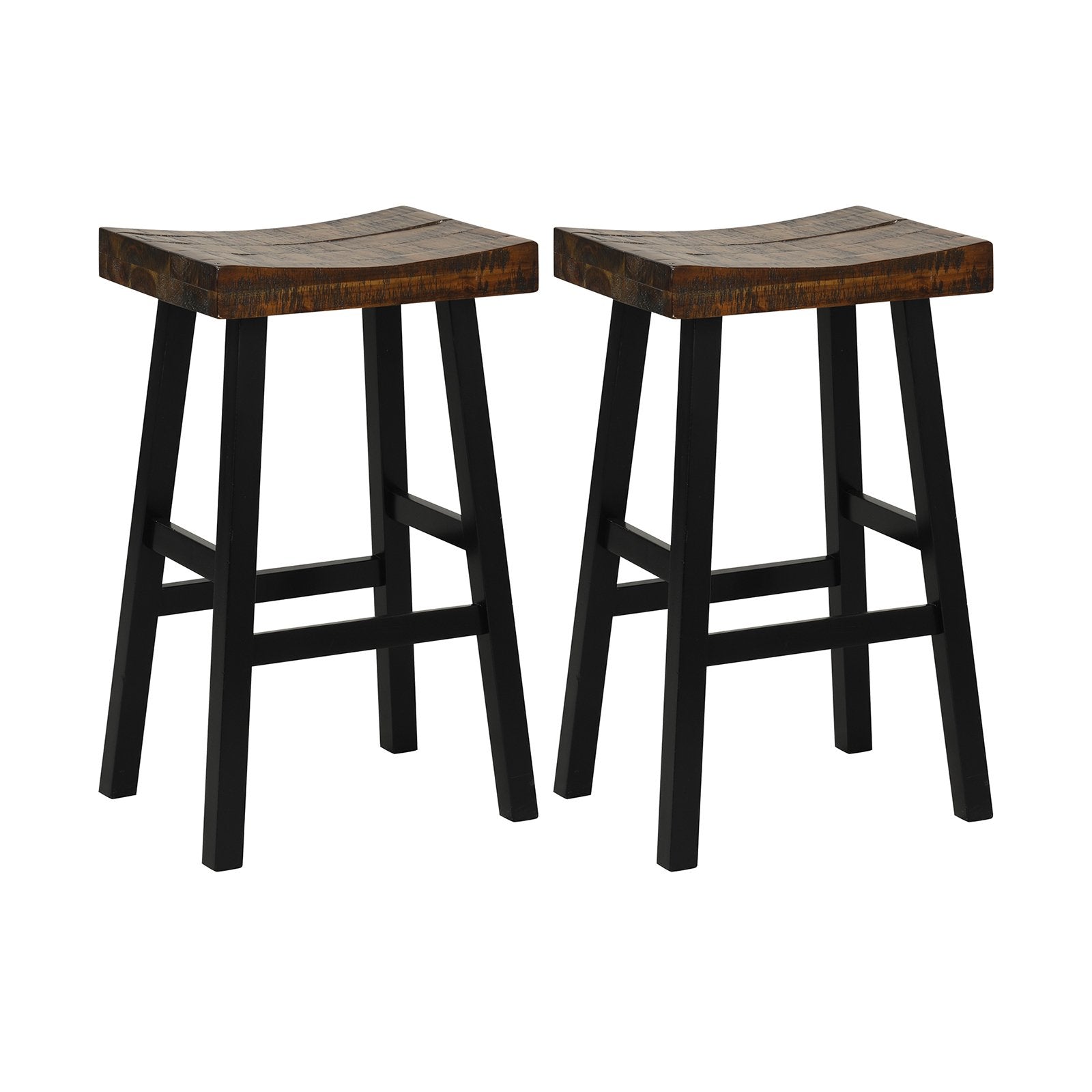 24 Inch Solid Wood Saddle-Seat with Curved Seat Surface and Comfortable Footrests-24 inches