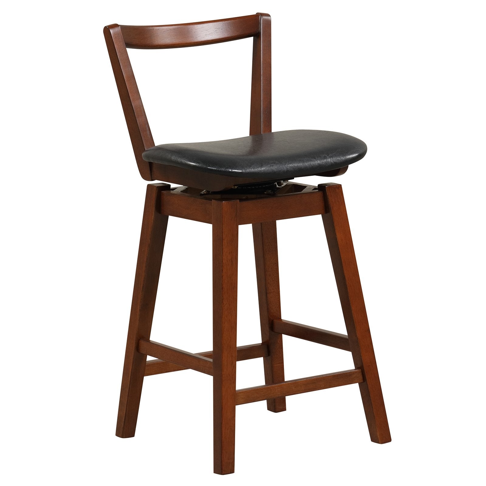 Swivel Upholstered PU Leather Stool with Backrest and Cushioned Seat-30.5 inches