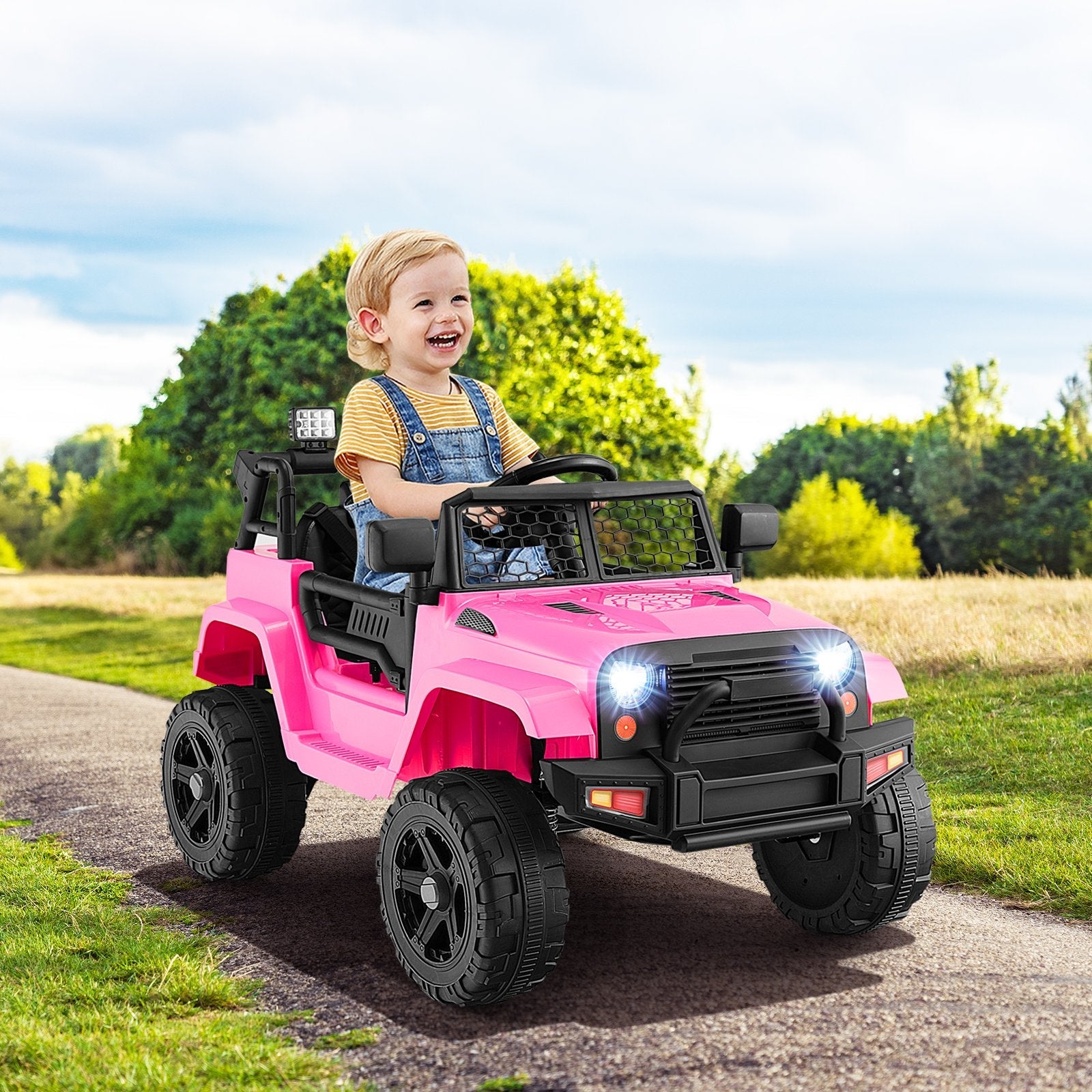 12V Kids Ride On Truck with Remote Control and Headlights-Black