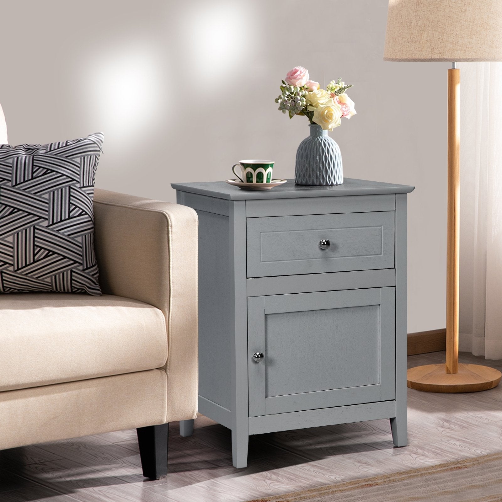 2-Tier Accent Table with Spacious Tabletop-Dark Brown