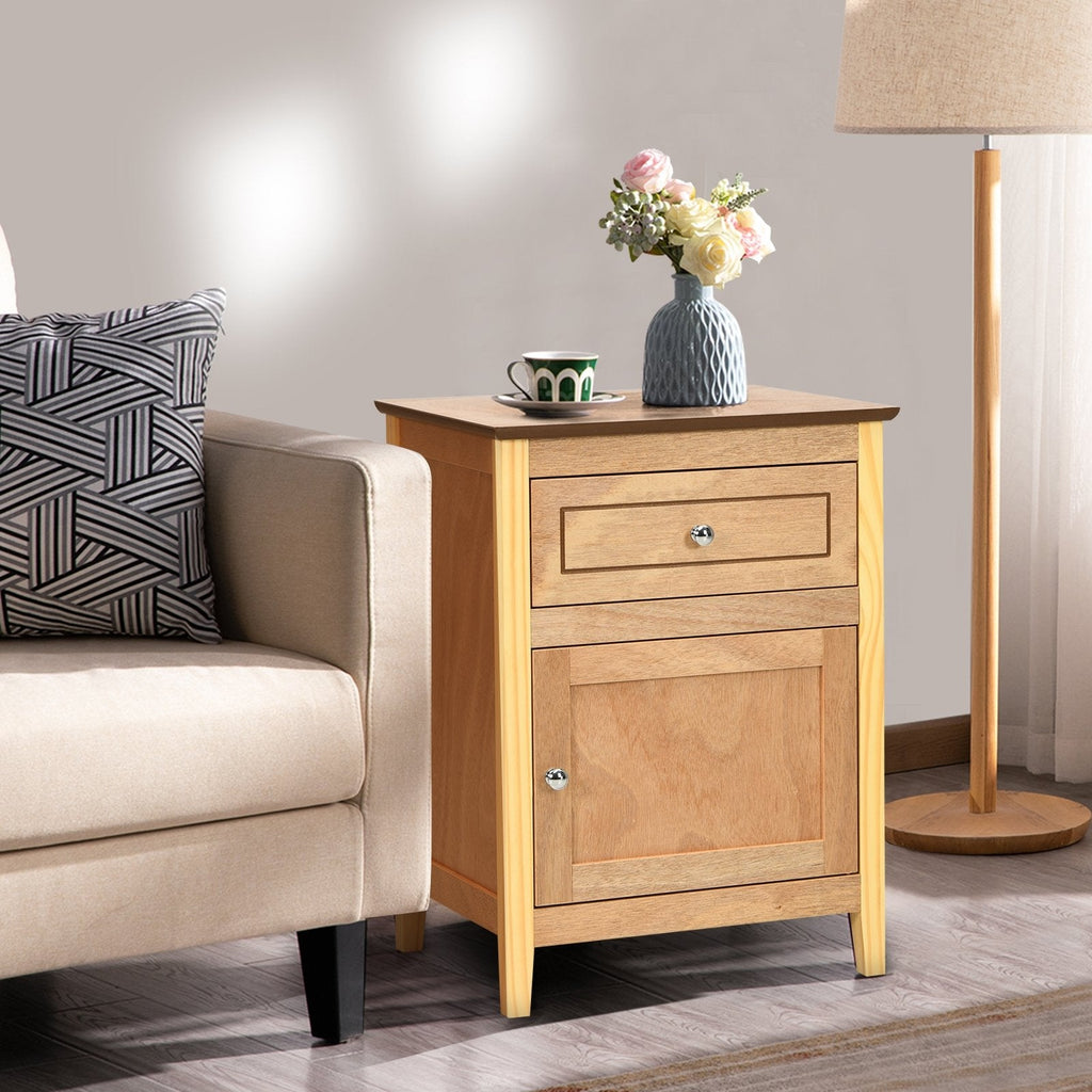 2-Tier Accent Table with Spacious Tabletop-Dark Brown