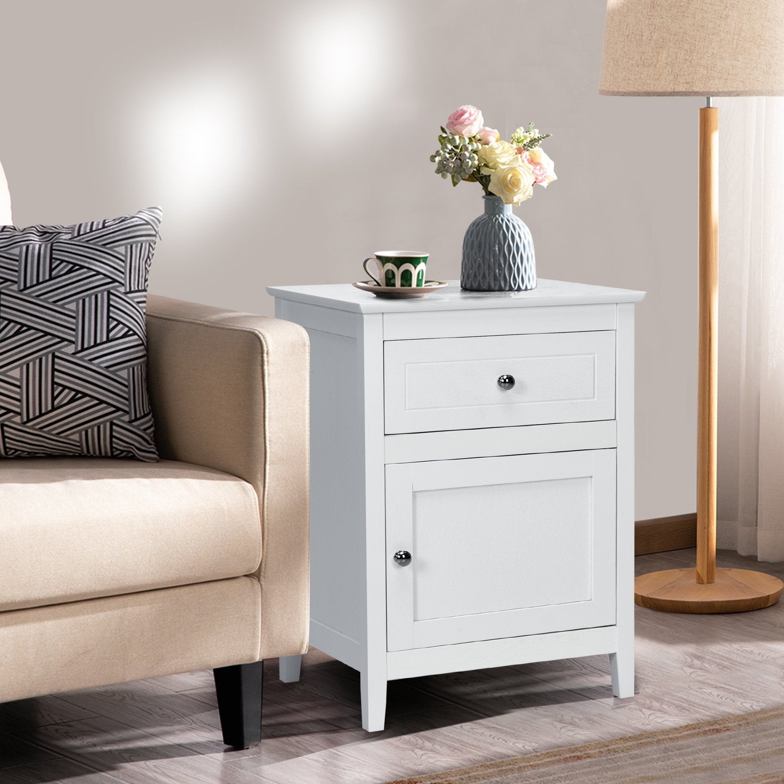 2-Tier Accent Table with Spacious Tabletop-Dark Brown