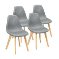 4 Pieces Modern Dining Chair Set with Wood Legs and Fabric Cushion Seat